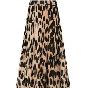 Ganni Leopard print georgette midi skirt